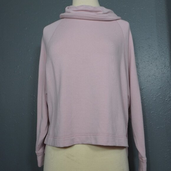 Old Navy Tops - Old Navy Womens Light Pink Cowl Neck Long Sleeve Fleece Sweat Shirt Size Small